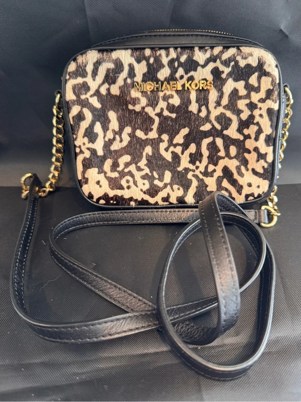 Michael Kors Jet Set Medium Leopard & Calf Hair Crossbody Bag